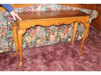 Oak Queen Ann Sofa Table, Parquet Top, Carved Apron, 48'x 16'x 29'H  (143)