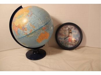 Imperial World Globe, 16'H & Lighthouse Clock, Battery Operated  (8)