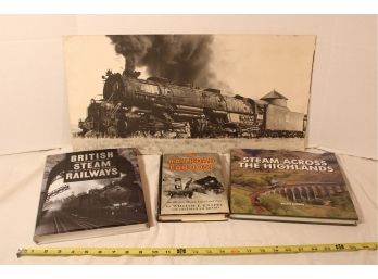 3 Railroad  Books With 24'x 12'H Photo  (43)