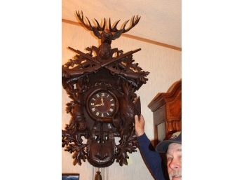 Antique Very Large Black Forest Working  'Hunter' Cuckoo Clock, 3 Weight, 22'x 40'  (131)