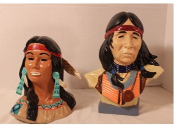 Ceramic Vintage Native American Busts, 9' & 11'H  (38)