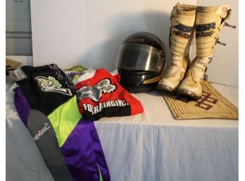 Motor Cross Racing Clothing - Pair Of Alpenstar Boots Size 9, Maxon Helmet (Lg), DOT Compliant, Shirts,  (218)