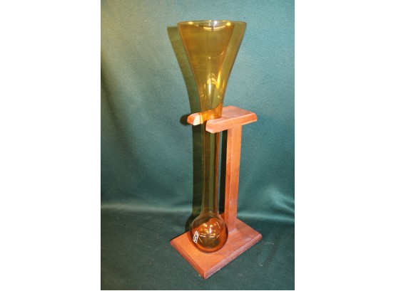 Half Yard Beer Glass In Wood  Stand, Italy, 18'H  (11)