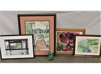 4 Framed & Matted Watercolors, 22'x 18' - 11'x 14'    (34)