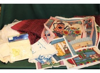 Textile Lot - Curtains, Needlework, Pillow Fronts  (122)