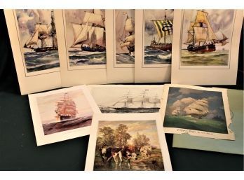 5 Gordon Grant Ship Prints, 11'x 16' & NC Wyeth Ladies Home Journal Print (as Is) & Patterson Print  (25)