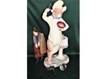 Tall Porcelain Pig Chef Figure, Sonya Magill, '94, 21/300, 11'x 25' Tall, More  (10)