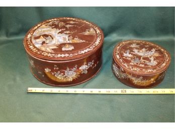 2 Oriental Inlaid Mother Of Pearl Boxes W/ Inserts  (114)