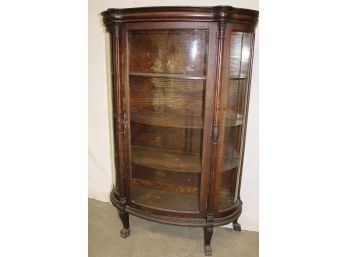 Antique American Oak Claw Foot China Cabinet With Curved Glass Front And Sides, 40'x 16'x 63'     (83)
