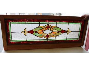 Matching Pair Of Framed Stained Glass Windows, Painted On Back, 18.5'x 48'   (85)