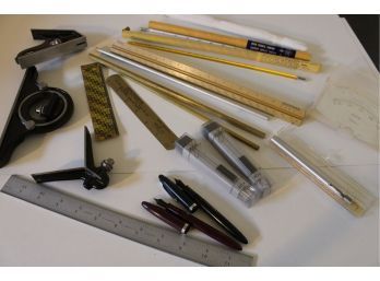 Starrett Chrome Combo Construction Tools, Thermometers, Magnifiers, Rules, Fountain Pens  (12)
