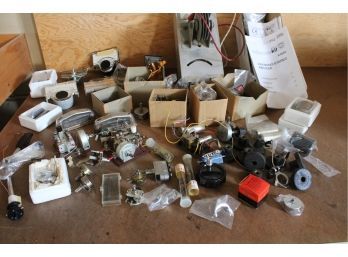 Assorted Electrical Gauges, Amperes, Pots, Tone Arm, Feet, 200W Stereo Amp Kit, Knobs, Transistors, More (334)