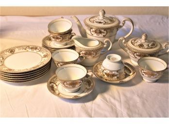 Vintage Porcelain Noritake China Tea Set- Pot, S & C, 6 Saucers & Cups, 6 7.5' Plates  (47)