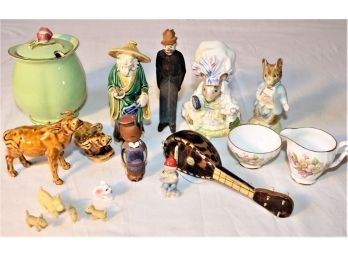 Vintage Figurines - Mud Man, Betrix Potter England, Sugar & Creamer, Mustard Jar, More   (120)