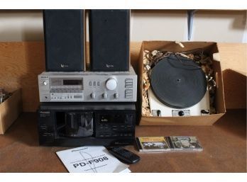 Audio Lot: CD Player, Receiver, Speakers, Garrard Model 301 Turn Table  (104)