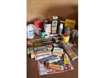 Assorted Adhesive Cements, Seals, Fluids, Dyes, Epoxy Patch, More  (103)