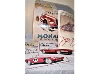 5 Posters - Three 22'x 17' Car Meet,  Monaco 1937 Reprint, 24'x 36', Jazz Festival   (115)