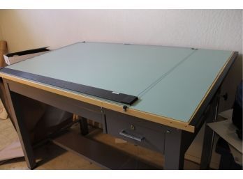 Mayline 2 Drawer Drafting Table With Keys, Extra Straight Edge & Cover, 60'x 38'x 37'   (4)