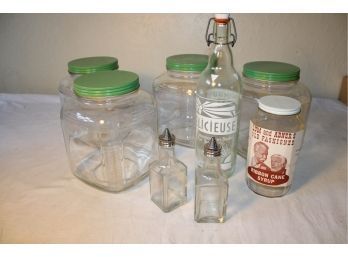 4 Large 1 Gal Covered Jars, Bottles, More   (95)