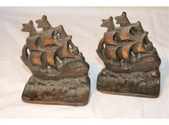 Antique Pair Of  Cast Iron Ship Bookends, 5'x 6'  (15)