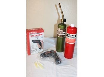 Dremel Glue Gun, NIB, 2 Bernz O Matic Propane Cylinders And Burner   (22)