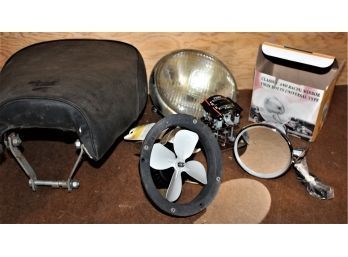 Lucas Headlight, Motorcycle Seat, Rotron Cooling Fan, 2 Side View Mirrors, Fuel Temp Gauge   (124)