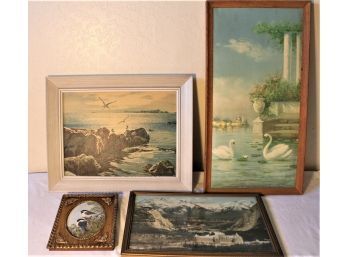 Antique 3 Framed Prints - 20'x 16', 13'x 25', 8'x 9' & Framed Lake Louise Photo 17'x 11', Added 24X 36'  (111)