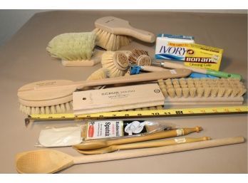 Brushes Lot:  Wooden Spoons, Soap  (25)