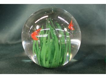 Large Glass Goldfish Paperweight,  5'H  (279)