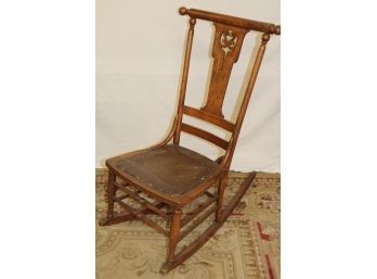 Antique Maple Rocking Chair  ,missing Some Veneer On Back   (298)