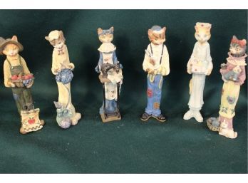 Group Of 6 Resin Cat Figurines  (320)