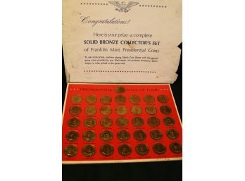 Bronze Presidential Franklin Mint Coin Collection, Up To Nixon 1969   (75)