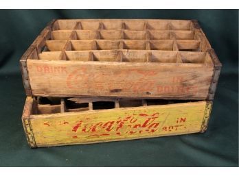 2 Antique Coca Cola Soda Bottle Wood Crates (321)