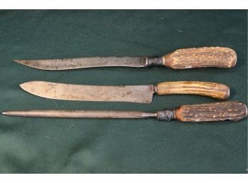 Bone Handled Knives And Knife Sharpener  (325)