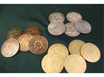 Five Each CM Dicker's Redding,  Ca  Inc Gift Coins @ $5.00, $10.00, And $25.00  (108)