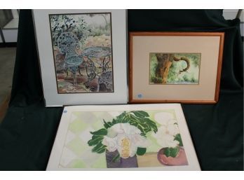 3 Framed Watercolor Paintings  (39)