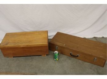 2 Lidded Wood Boxes, 24'x 11'x 10'H And 30'x 12'x 6'H   (222)
