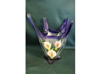 Hand Blown Glass Calla Lily  Vase, Signed Amma, '02, 13'H   (124)