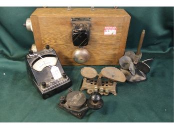 US Army Signal Morse Code Signaler, Galvanometer, Scale With 3 Weights, 'Tycos' Frost Alarm, More  (194)