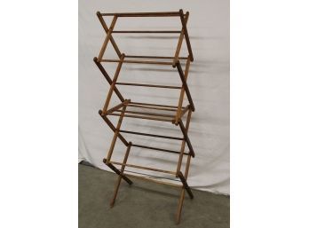 Antique Wood Folding Clothes Drying Rack, 242'x 16'x 59'H When Opened  (109)