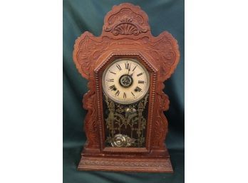 Antique Ansonia 8-Day Oak Gingerbread Clock, 14.5'x 22'H, Not Working  (20)