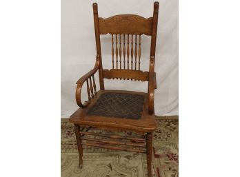 Antique Oak Bentwood Arm Spindled Back Dining Chair, Ca 1890, 42' H      (299)