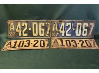 Antique '27 & '28 License Plates, All Have Ends Trimmed  Off  (96)