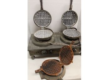 Commercial Double Waffle Iron, Wells Manufacturing Co. & Griswold Waffle Iron W/no Handle  (203)
