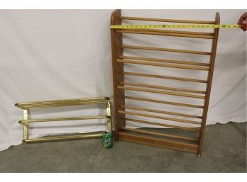 Wood Rack (for CDs/ DVDs), 23'x 6'x 36'H And Brass Towel Holder 24'x 10'x 10'H  (233)