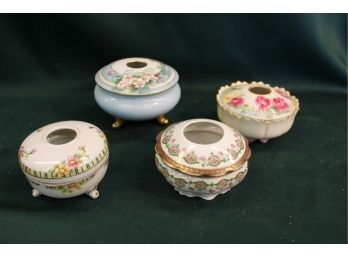 Group Of 4 Hand Painted Porcelain Hair Receiver - Nippon, 2 Bavaria, Austria   (142)