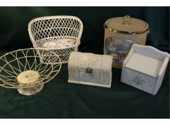 Treasure Chest, Wire Bowl, Hanging Lidded Box, Ice Bucket (232)