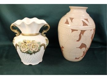 2 Large Vintage Ceramic Vases, 10' & 13'H  (191)
