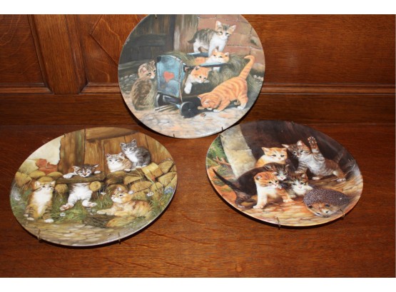 Group Of 3 Cat Collector Plates, 1991, By Wolfgang Kaiser, Germany, 8' Dia.    (410)