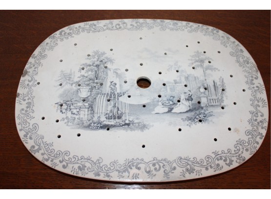 Antique Transferware Porcelain Pierced Hot Plate,  12'x 9', Milan  (419)